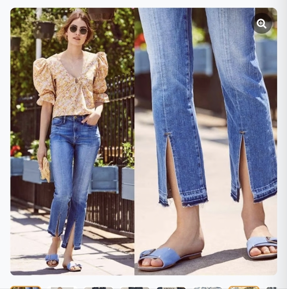 Frame Denim Le Nouveau Straight Leg Split Hem Jeans In Sheffield Med Wash Sz 31